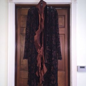 Casadei lace pants and floor length cardigan